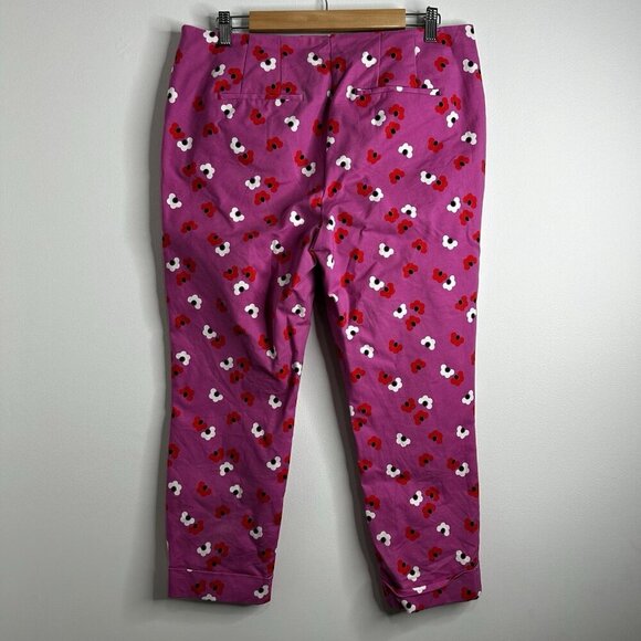 Boden Pink Red Floral Sorrento Ankle Skimmer Resort Pants 10P Ditzy Boho Preppy - Picture 9 of 13